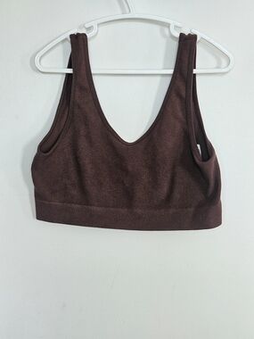 STREETWEAR SOCIETY Chocolate Brown Ribbed Seamless Bralette Crop Top Medium🔥